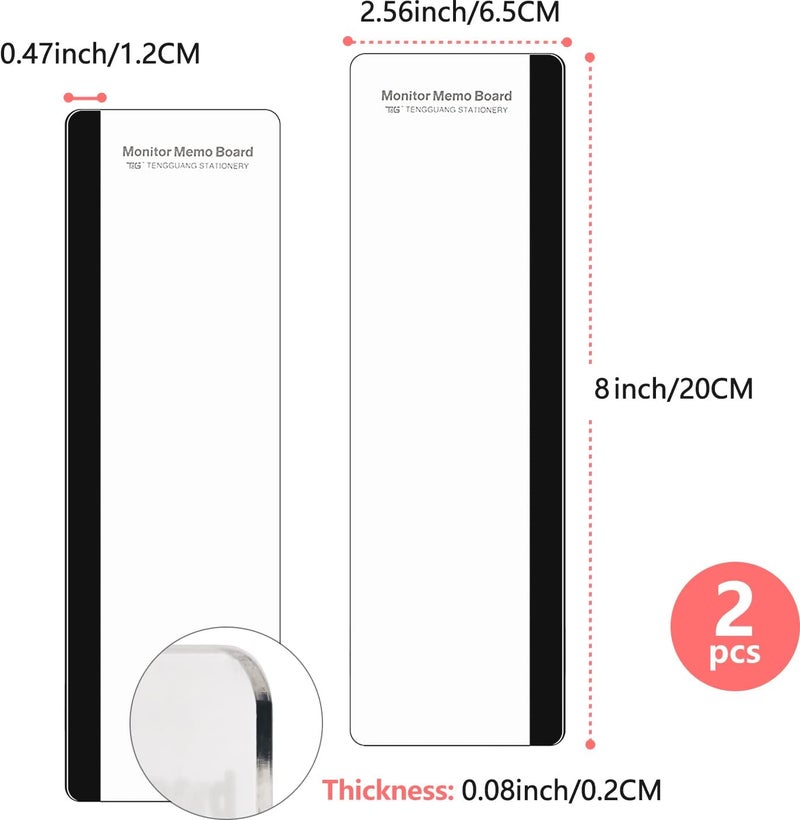 Yocoolfun 2pc 8" Laptop Notebook Memo Board Sticky Note Holder for 14"-17" Notebook PC Side Panels - Image 2